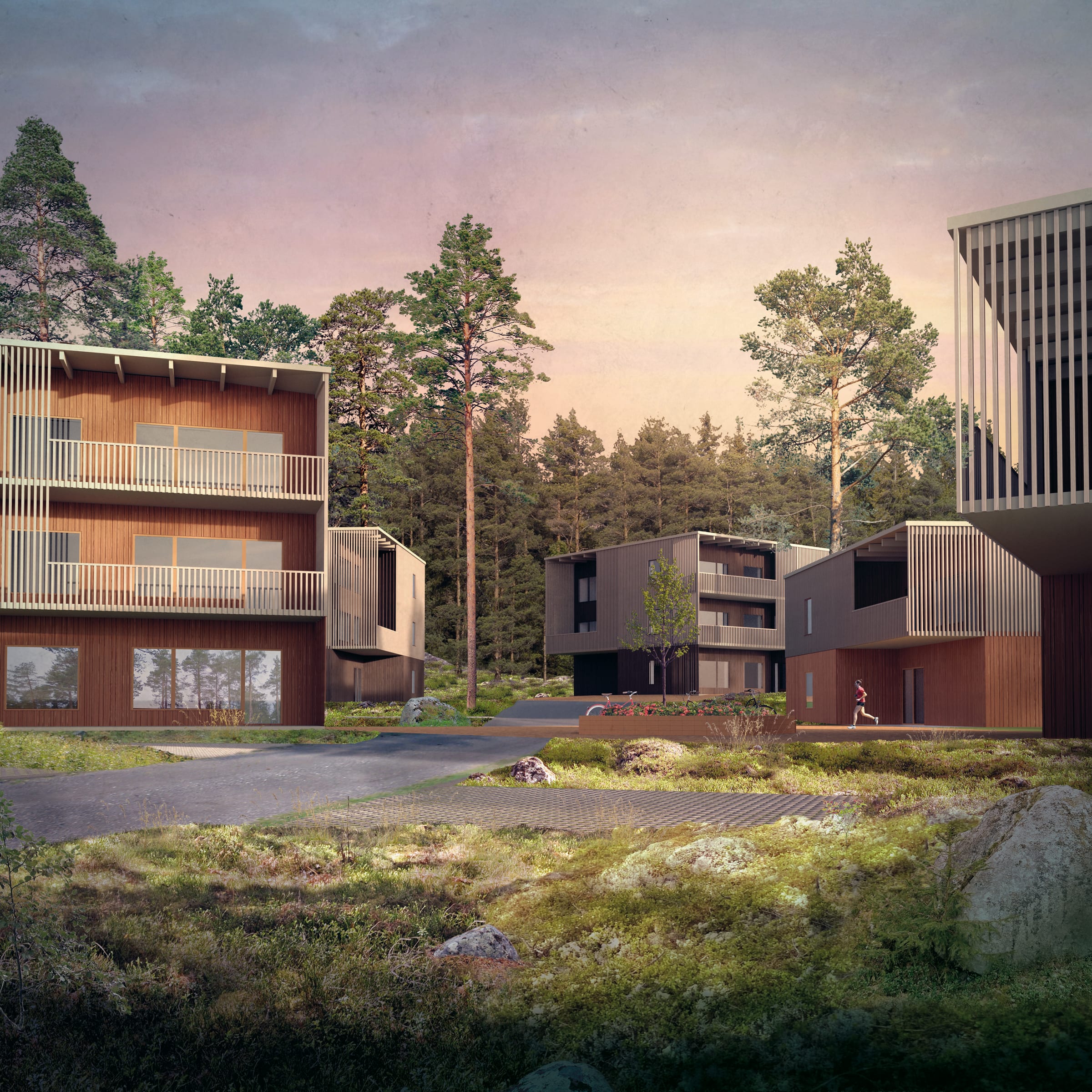 Nordmark & Nordmark arkitekter, flerbostadshus, Kv Nejden, Lindbäcks, Luleå, tävling, arkitekttävling, wood houses, trähus